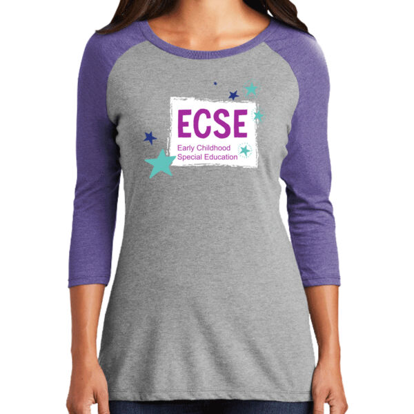 District® Women’s Perfect Tri® 3/4-Sleeve Raglan - Printed Logos **Add Name For $5** Thumbnail